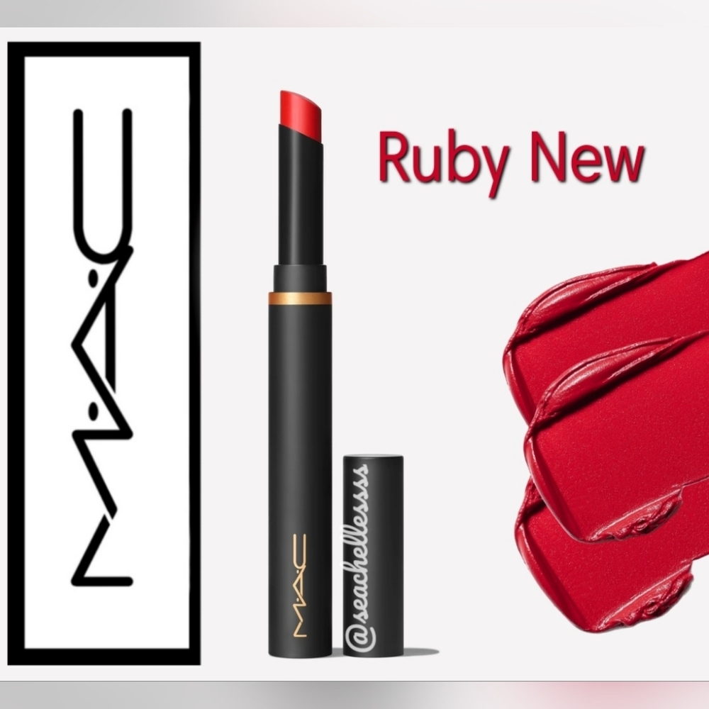 Mac Cosmetics Powder Kiss Velvet Blur Slim Stick Lipstick | Ruby New | Brand New